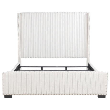 Natasha Cream 69-inch Upholstered Eastern King Wingback Bed from Coaster - Luna Furniture
