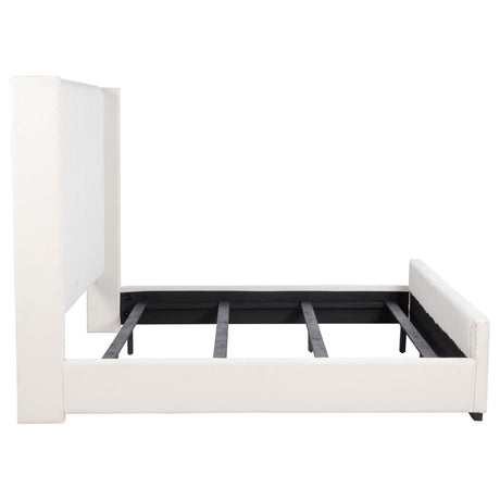 Natasha Cream 69-inch Upholstered Eastern King Wingback Bed from Coaster - Luna Furniture