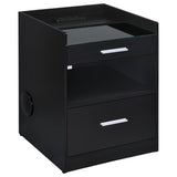 Furda Black Ash 2-drawer LED Nightstand Bedside Table with Speaker from Coaster - Luna Furniture