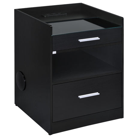 Furda Black Ash 2-Drawer LED Nightstand with Speaker from Coaster - Luna Furniture