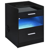 Furda Black Ash 2-drawer LED Nightstand Bedside Table with Speaker from Coaster - Luna Furniture