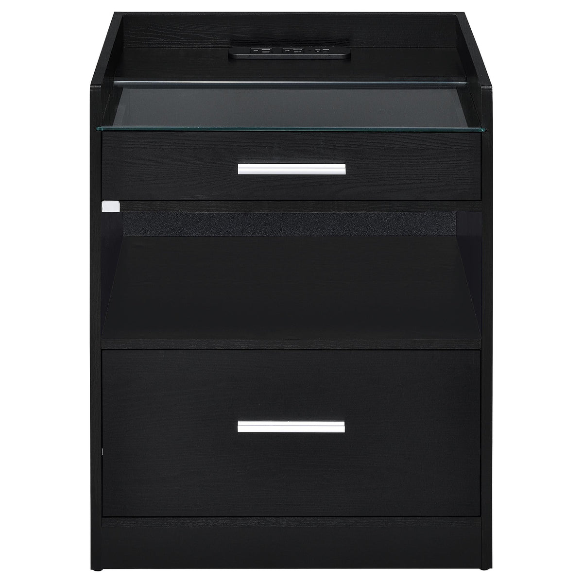 Furda Black Ash 2-drawer LED Nightstand Bedside Table with Speaker from Coaster - Luna Furniture