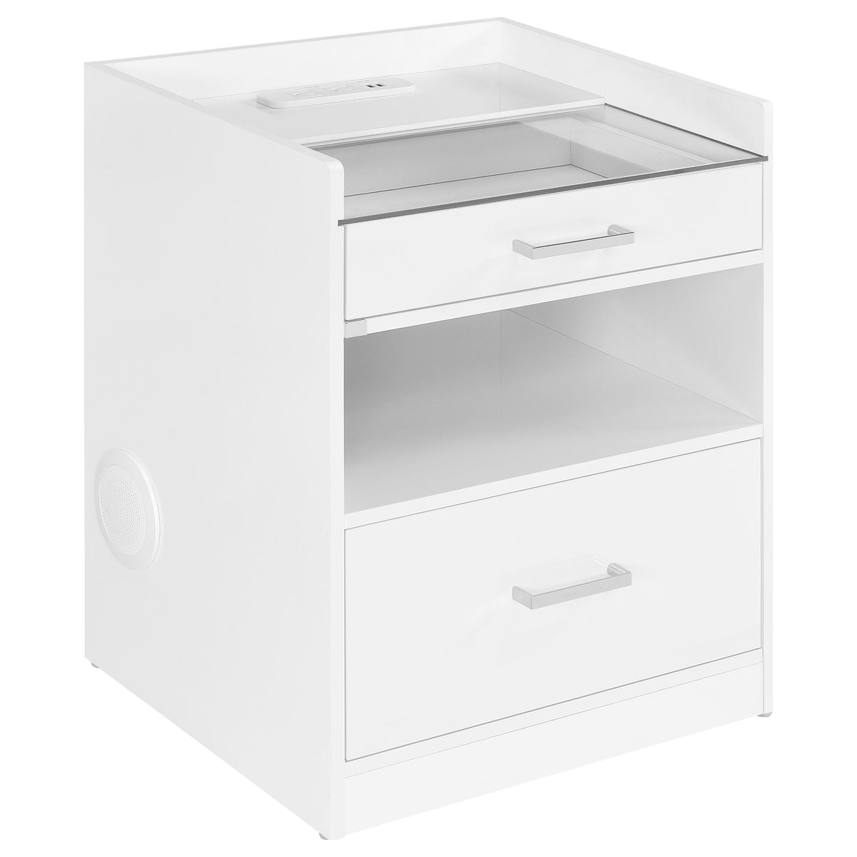 Furda White High Gloss 2-Drawer LED Nightstand with Speaker from Coaster - Luna Furniture