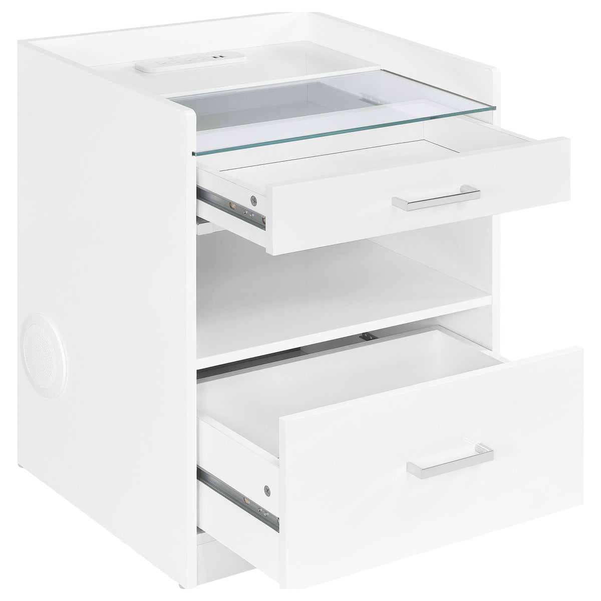 Furda White High Gloss 2-Drawer LED Nightstand with Speaker from Coaster - Luna Furniture