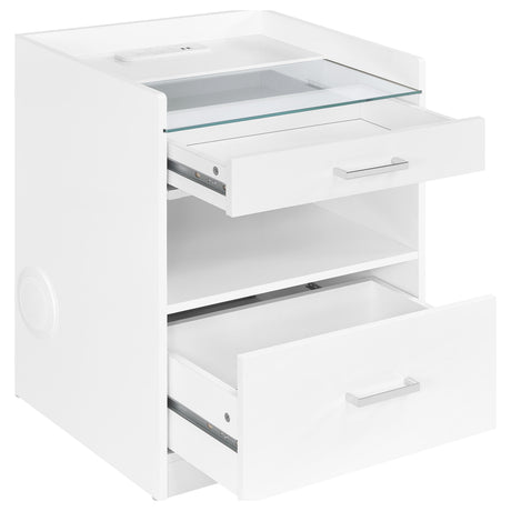 Furda White High Gloss 2-Drawer LED Nightstand with Speaker from Coaster - Luna Furniture