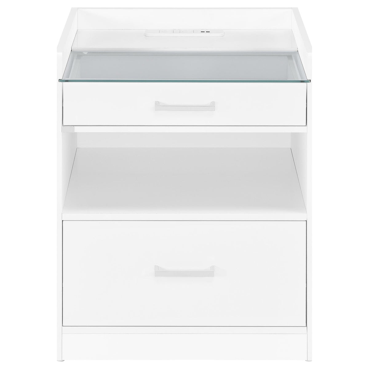 Furda White High Gloss 2-Drawer LED Nightstand with Speaker from Coaster - Luna Furniture