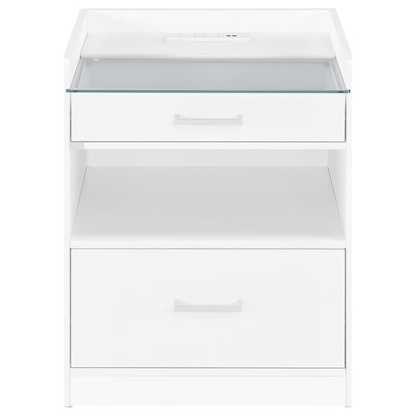 Furda White High Gloss 2-Drawer LED Nightstand with Speaker from Coaster - Luna Furniture
