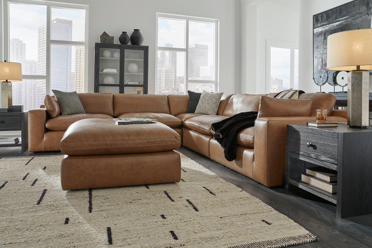 Emilia Caramel Leather 5-Piece Modular Sectional from Ashley - Luna Furniture