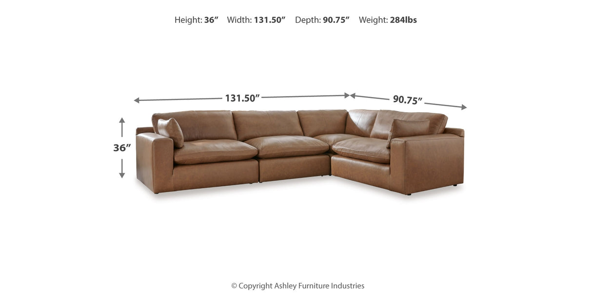 Emilia Caramel 4-Piece Sectional with Ottoman from Ashley Furniture - Luna Furniture