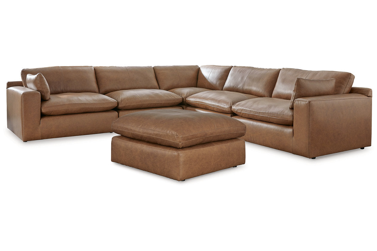 Emilia Caramel 5-Piece Sectional and Ottoman from Ashley - Luna Furniture