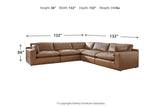 Emilia Caramel Leather 5-Piece Modular Sectional from Ashley - Luna Furniture