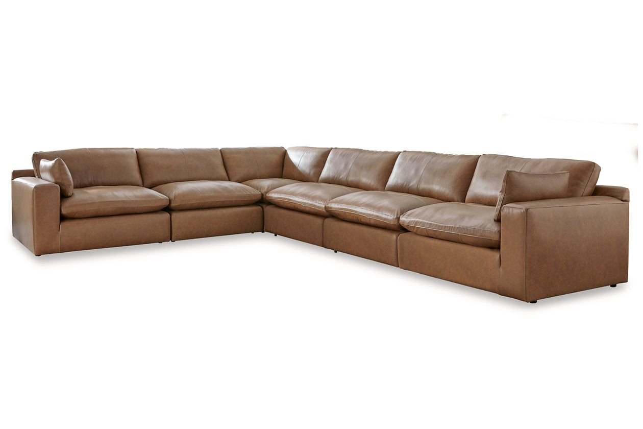 Emilia Caramel Leather 6-Piece Modular Sectional from Ashley - Luna Furniture