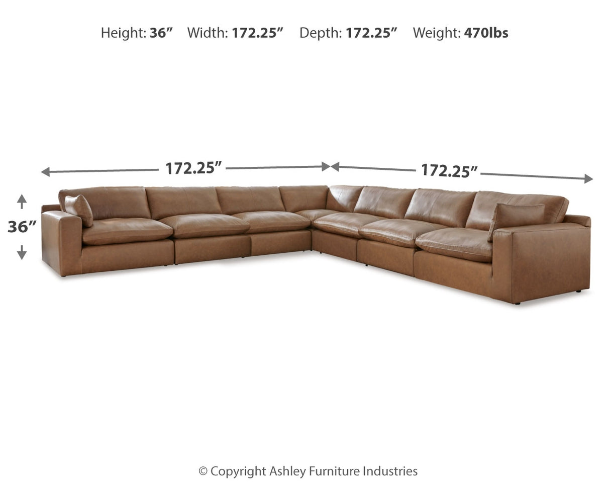 Emilia Caramel 7-Piece Sectional with Ottoman from Ashley - Luna Furniture