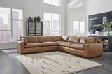 Emilia Caramel Leather 5-Piece Modular Sectional from Ashley - Luna Furniture
