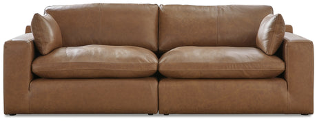 Emilia Caramel Leather 2-Piece Loveseat from Ashley - Luna Furniture