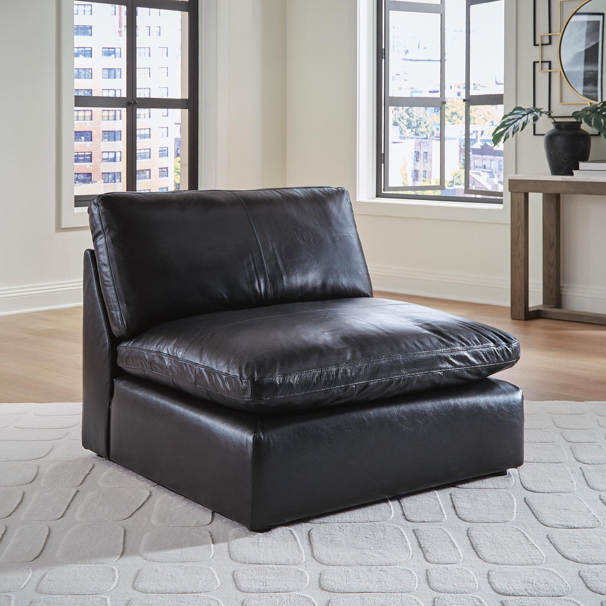 Emilia Black 7-Piece Leather Modular Sectional from Ashley - Luna Furniture