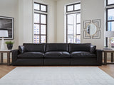 Emilia Black 3-Piece Leather Modular Sofa from Ashley - Luna Furniture
