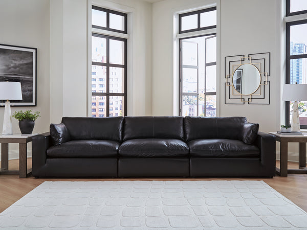 Emilia Black 3-Piece Leather Modular Sofa