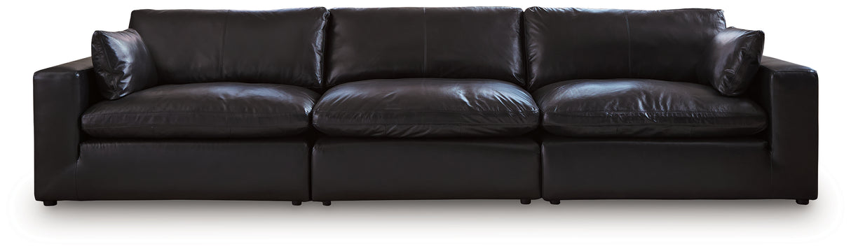 Emilia Black 3-Piece Leather Modular Sofa from Ashley - Luna Furniture