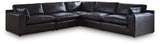Emilia Black 5-Piece Leather Modular Sectional from Ashley - Luna Furniture