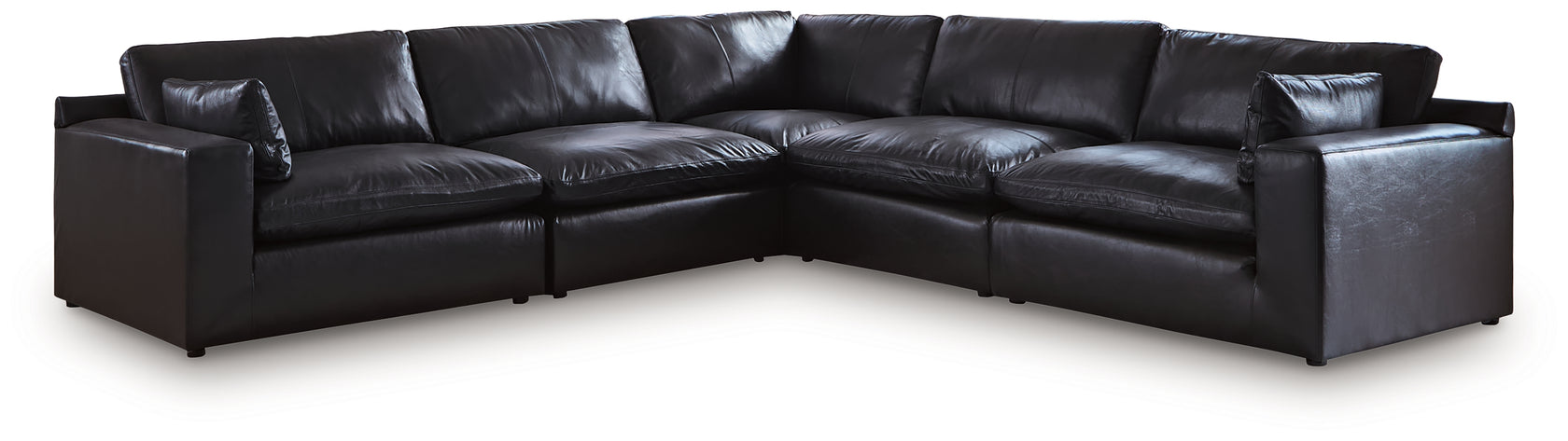 Emilia Black 5-Piece Leather Modular Sectional from Ashley - Luna Furniture