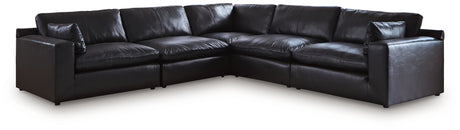 Emilia Black 5-Piece Leather Modular Sectional-30902S4-Ashley-30902-64-46-77-46-65-SW-P1-KO-Luna Furniture
