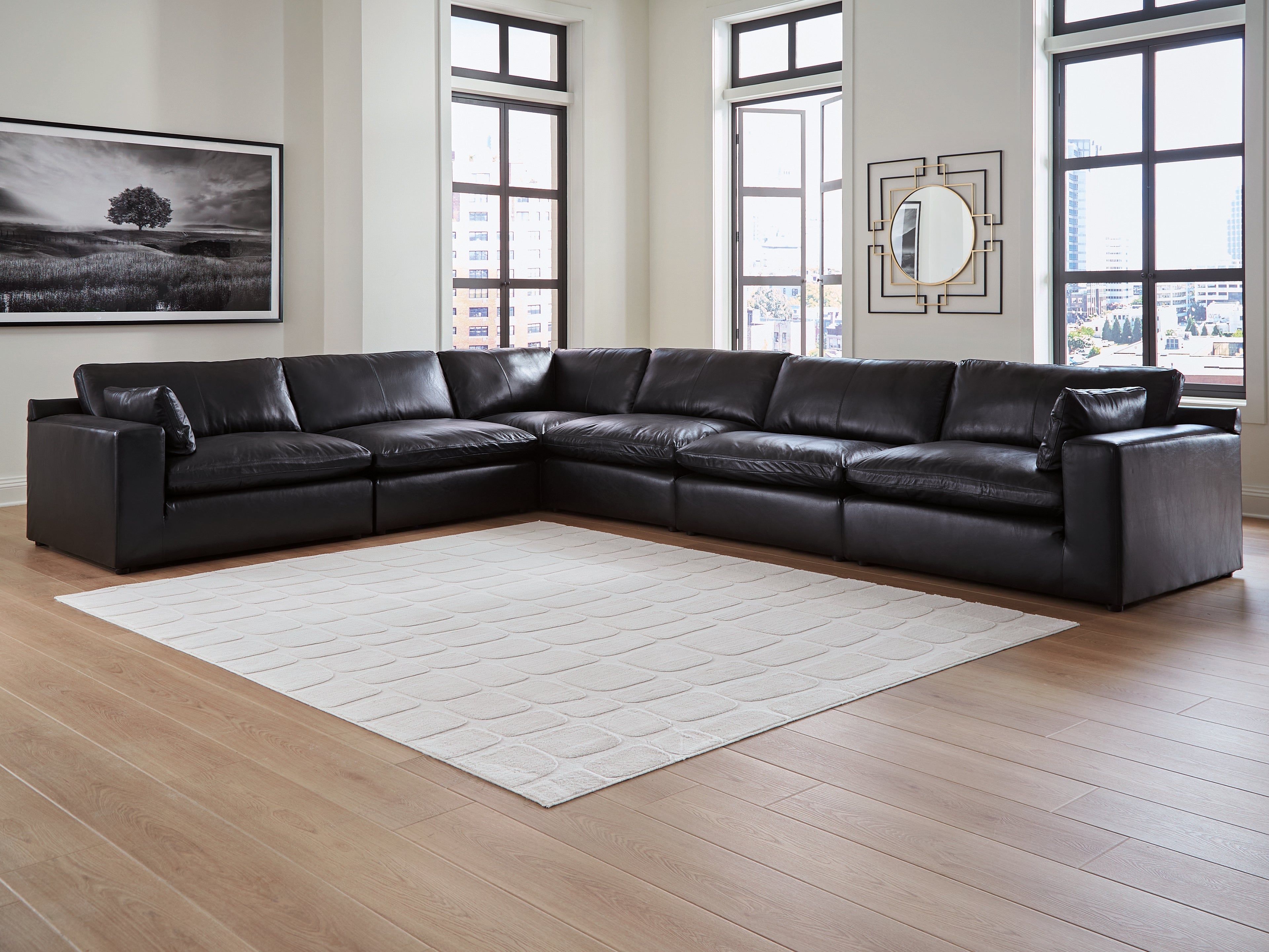 Ashley Emilia Black 6-Piece Leather Modular Sectional – Luna Furniture