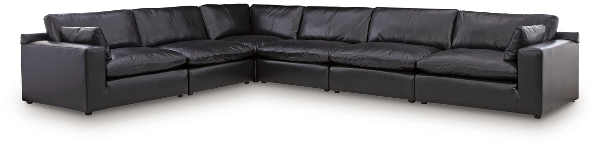 Emilia Black 6-Piece Leather Modular Sectional from Ashley - Luna Furniture