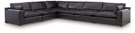 Emilia Black 6-Piece Leather Modular Sectional from Ashley - Luna Furniture