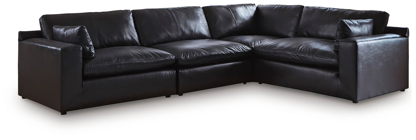 Emilia Black 4-Piece Leather Modular Sectional from Ashley - Luna Furniture