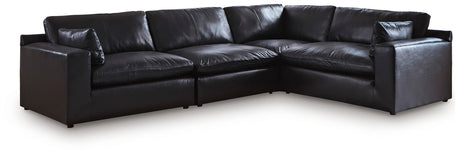Emilia Black 4-Piece Leather Modular Sectional from Ashley - Luna Furniture