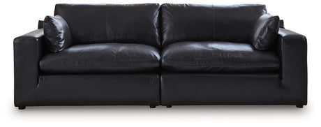 Emilia Black 2-Piece Leather Modular Loveseat from Ashley - Luna Furniture