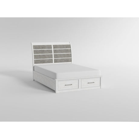 Ambrose Antique White/Gray Queen Platform Bed with Footboard Storage from Homelegance - Luna Furniture