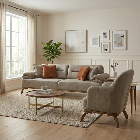 Mia Convertible Sofa in Beige from Furnia - Luna Furniture