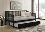 Delgado Black Windsor Twin Wood Daybed with Trundle from Coaster - Luna Furniture