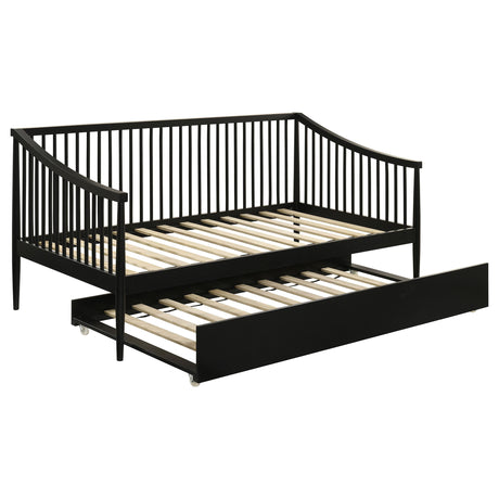 Delgado Black Windsor Twin Wood Daybed with Trundle from Coaster - Luna Furniture