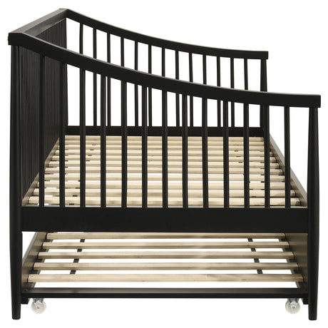 Delgado Black Windsor Twin Wood Daybed with Trundle from Coaster - Luna Furniture