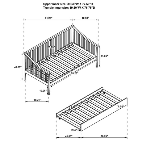 Delgado Black Windsor Twin Wood Daybed with Trundle from Coaster - Luna Furniture
