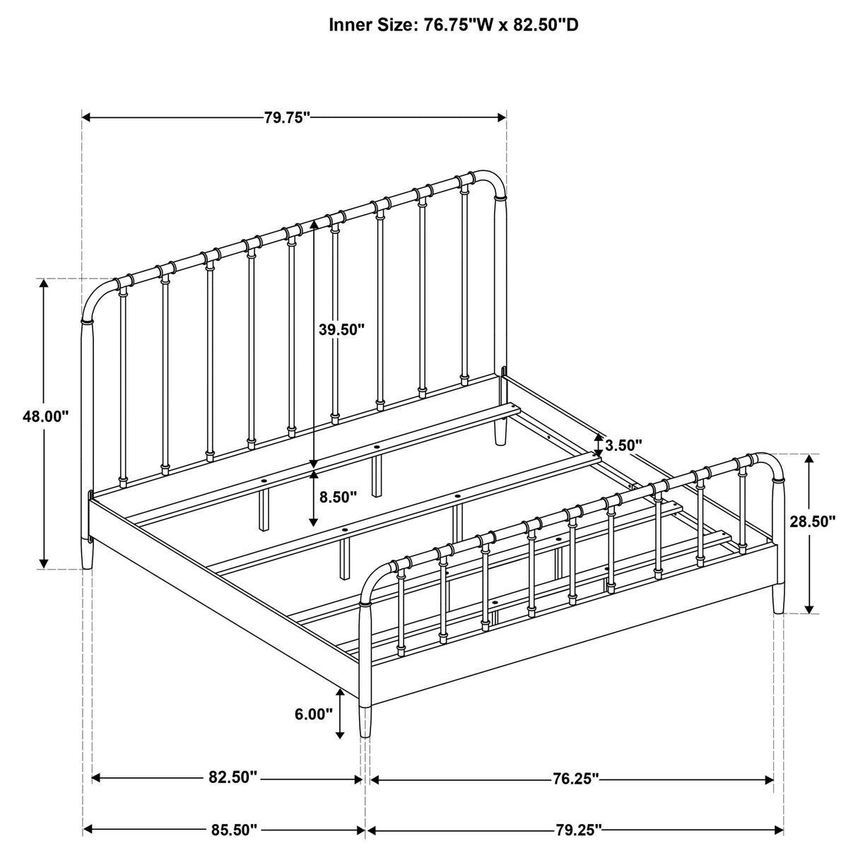Rocco Dark Bronze Industrial Metal Pipe Frame Eastern King Bed from Coaster - Luna Furniture