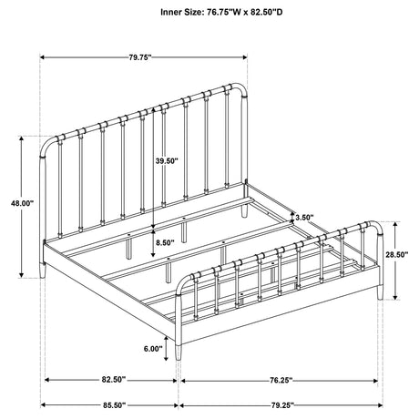 Rocco Dark Bronze Industrial Metal Pipe Frame Eastern King Bed from Coaster - Luna Furniture