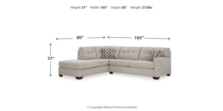 Mahoney Pebble 2-Piece Sectional with Ottoman from Ashley - Luna Furniture