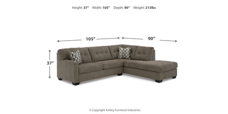 Mahoney Chocolate 2-Piece Sectional with Ottoman from Ashley - Luna Furniture