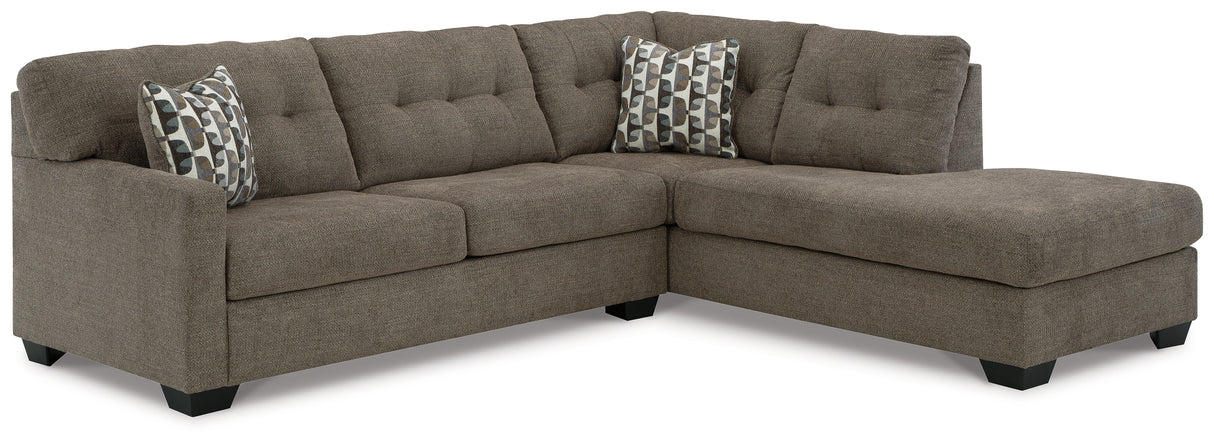 Mahoney Chocolate 2-Piece RAF Chaise Sleeper Sectional from Ashley - Luna Furniture