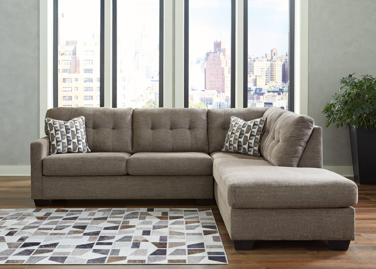 Mahoney Chocolate 2-Piece RAF Chaise Sleeper Sectional from Ashley - Luna Furniture