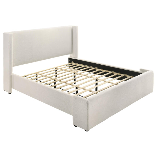 Alamosa White Eastern Boucle King Upholstered Wingback Platform Bed