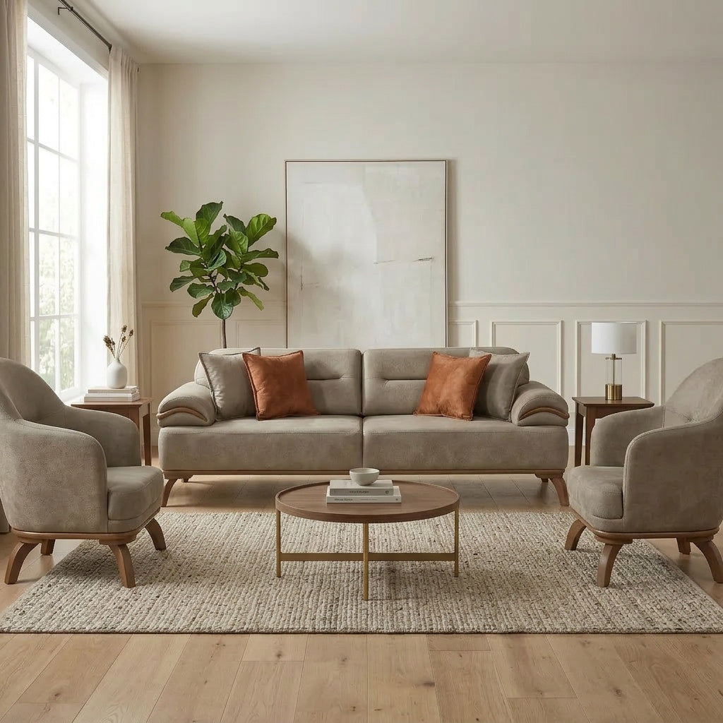 Mia Convertible Sofa in Beige from Furnia - Luna Furniture