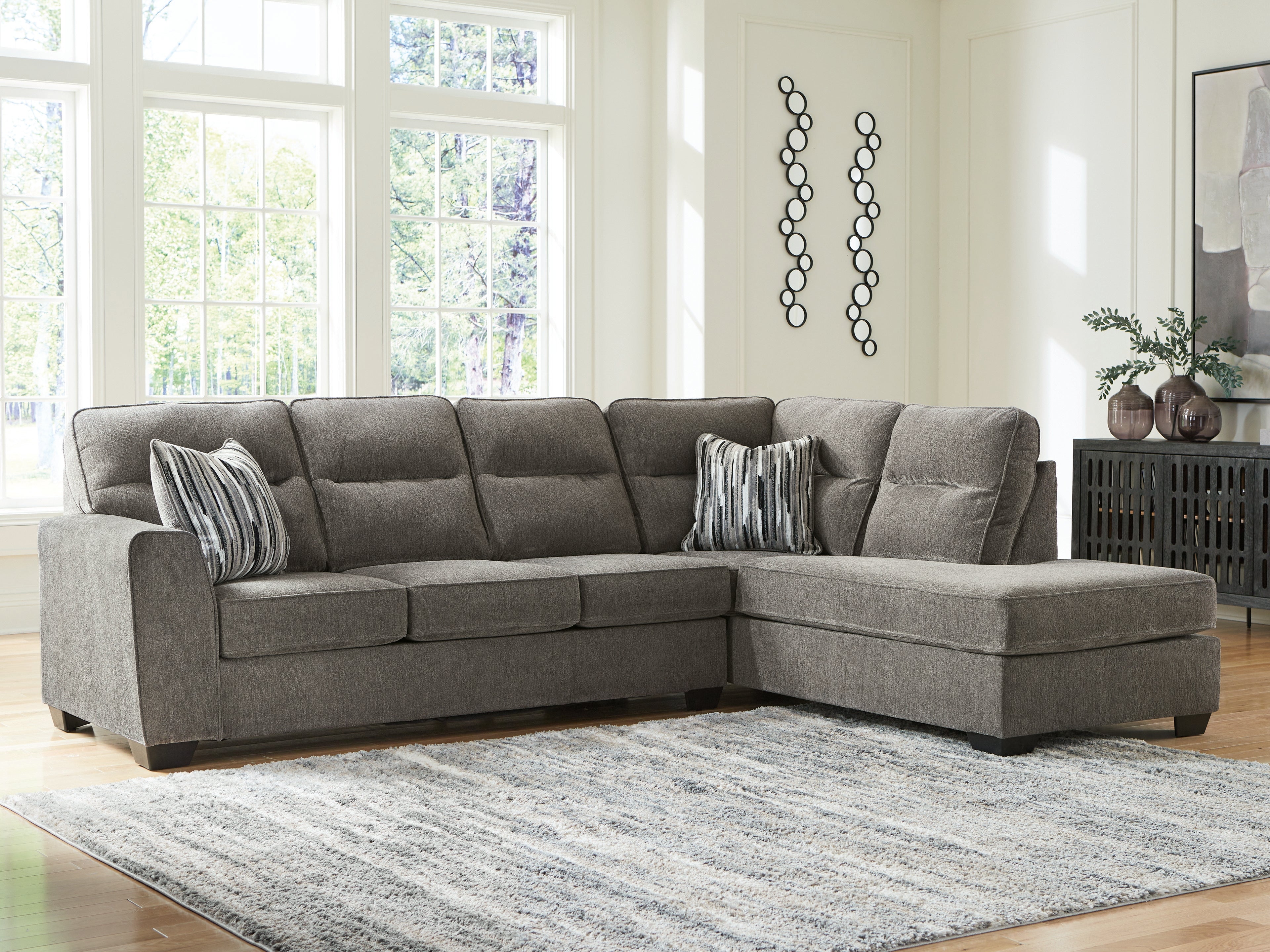 Ashley Olten Graphite 2-Piece RAF Sectional – Luna Furniture