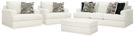 Karinne White Sofa, 2 Chairs and Ottoman from Ashley - Luna Furniture