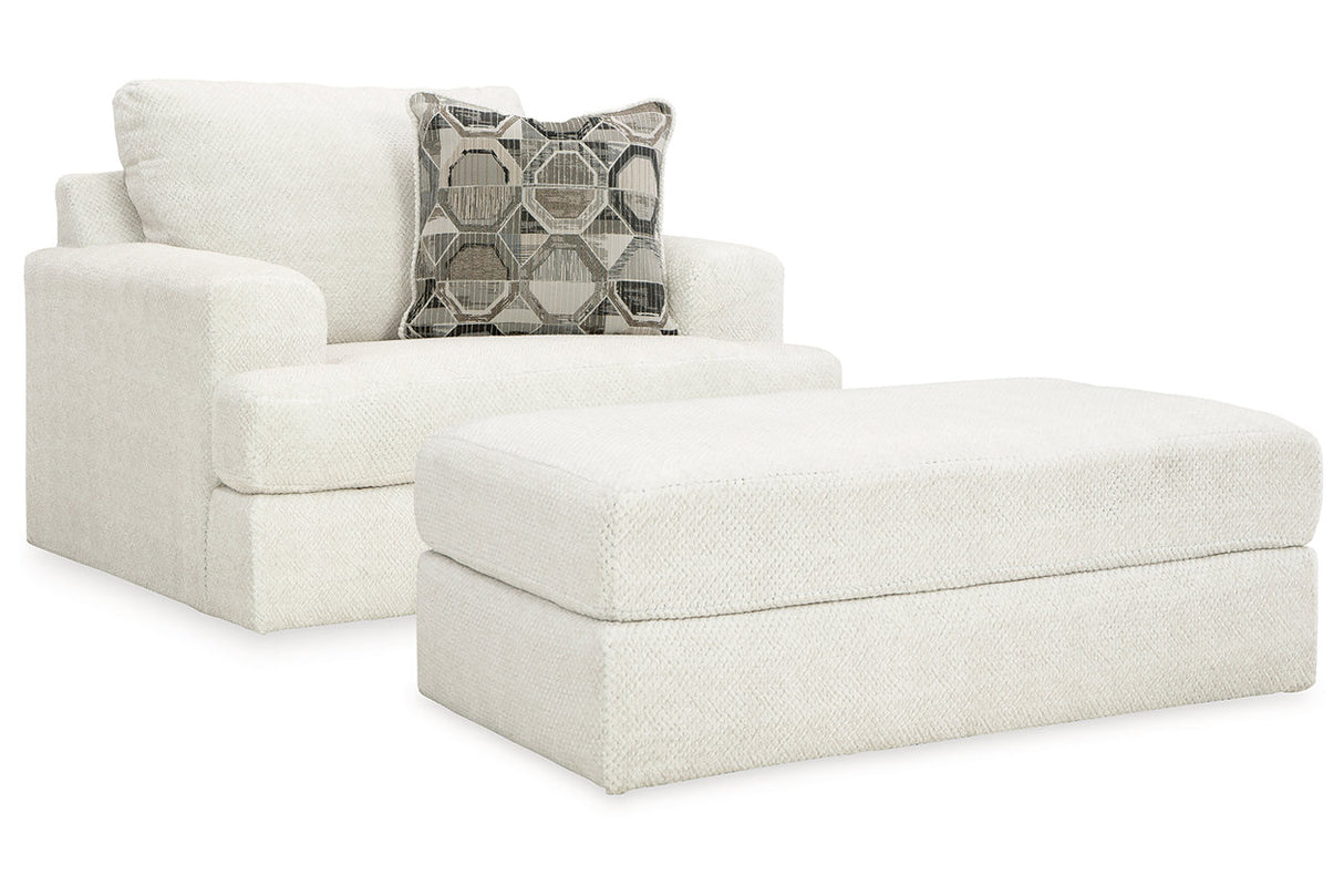 Karinne Linen Oversized Chair and Ottoman from Ashley - Luna Furniture