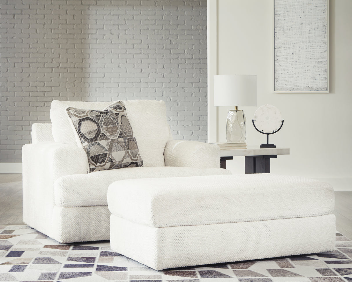 Karinne Linen Oversized Chair and Ottoman from Ashley Furniture - Luna Furniture